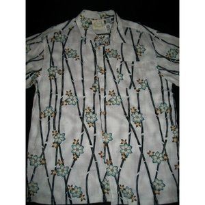 Green Bamboo Floral Men's Hawaiian Shirt White Size XL